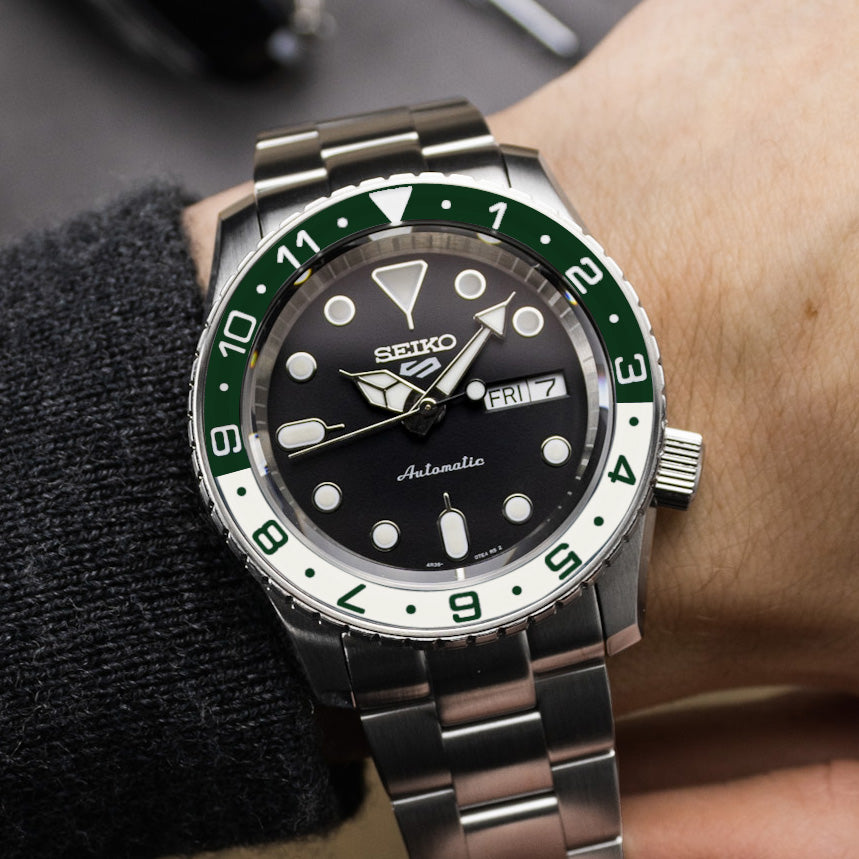 Sapphire Insert - SKX Dual Time Racing Green X White - Luminous
