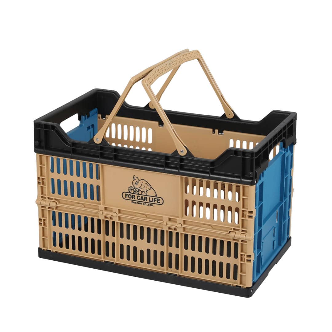 DULTON ONLINE SHOP | FOLDING SHOPPING BASKET 30L COYOTE/BLUE