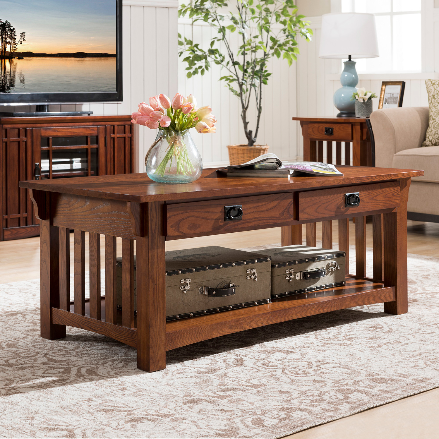 Leick Home 8204 Mission Impeccable Two Drawer Coffee Table in