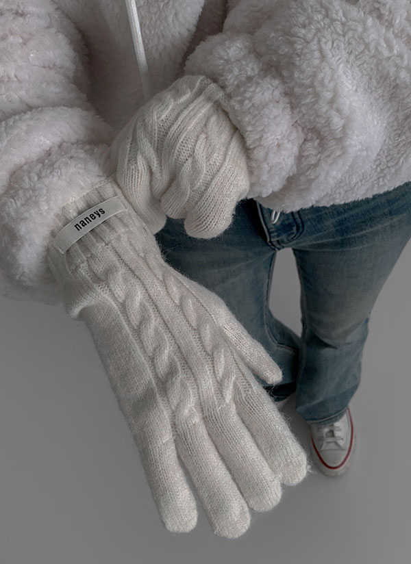 スマホ対応*ラベルケーブルニット手袋 | レディースファッション通販