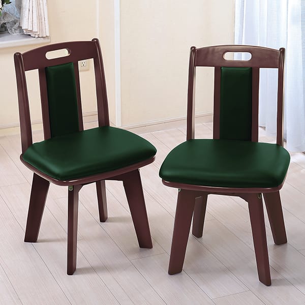 天然木回転チェア2脚組(ダークグリーン): 家具・インテリア／は