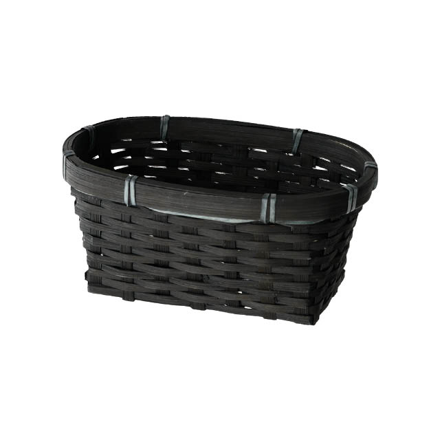 竹バスケット-M／ブラック(W165(125)×D110(65)×H75): トレイ・かご