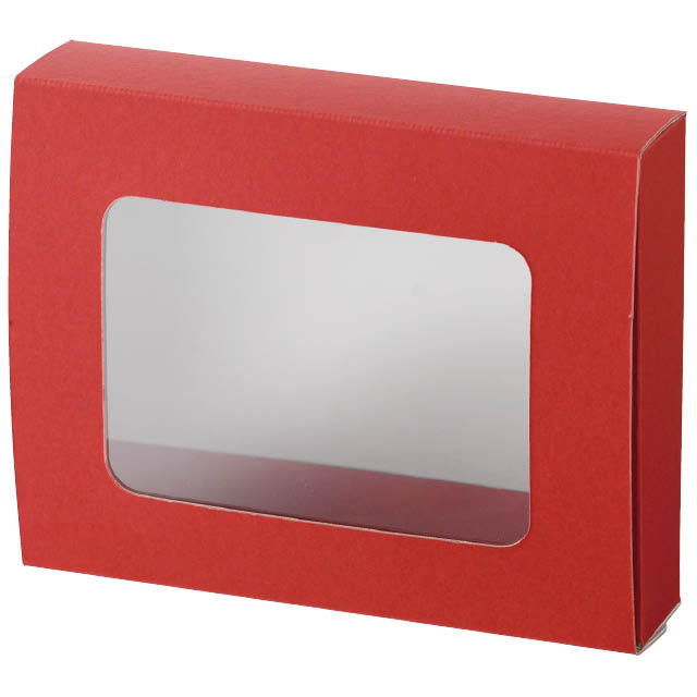 無地窓付ギフトボックス／レッド-M(W260×D60×H185): ギフトボックス
