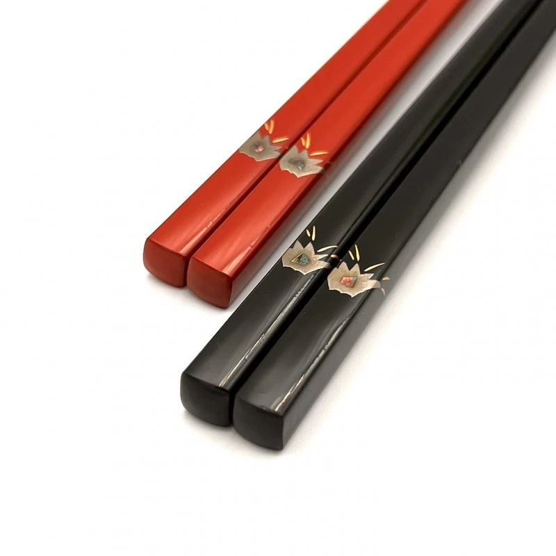 送料無料】富士山 蒔絵箸 黒・朱 夫婦箸セット【桐箱入】 - お買い物