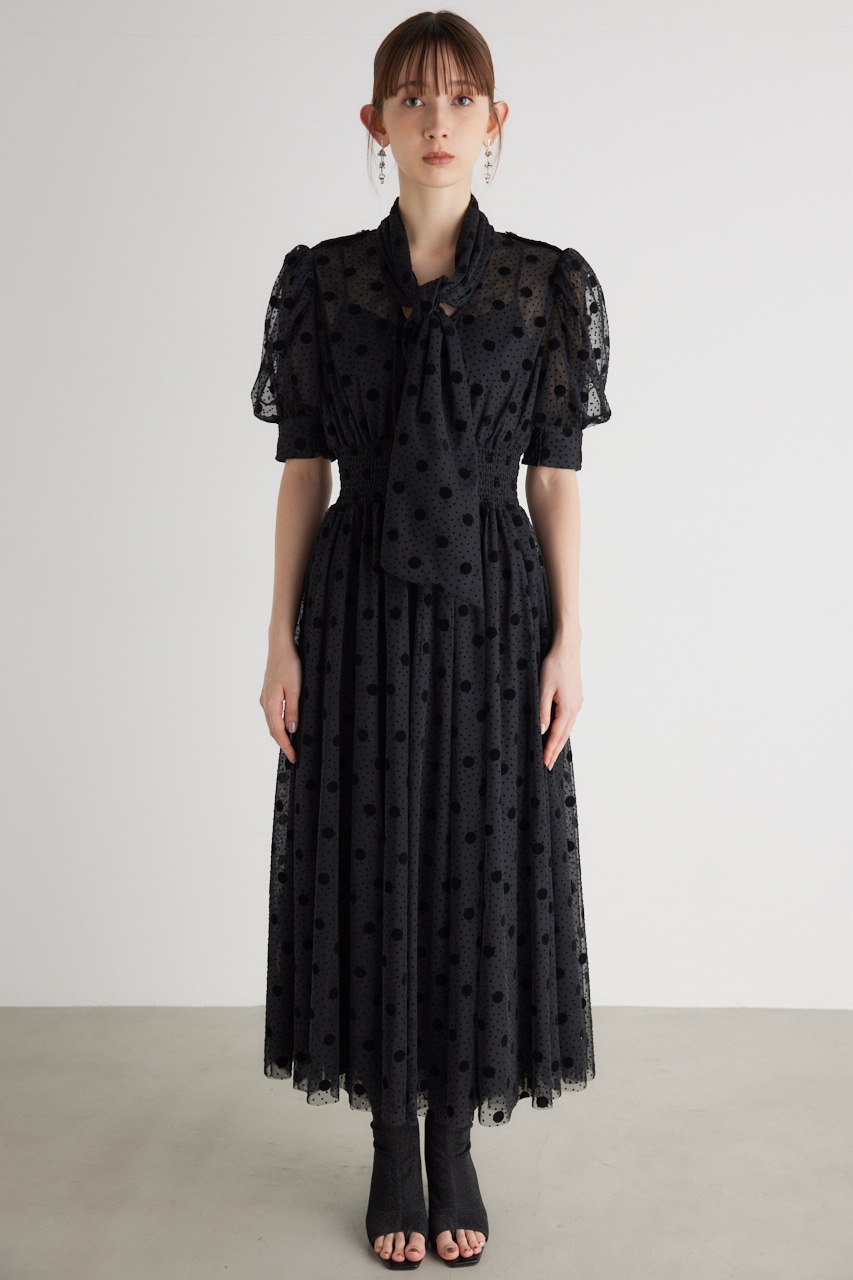 rienda | ネクタイチュールフレア OP (ワンピース(ミニ・ミディアム