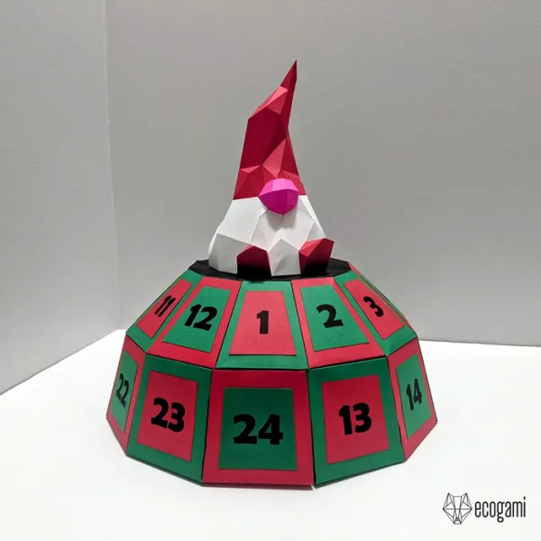 ノームアドベントカレンダーの3Dペーパークラフトパターン