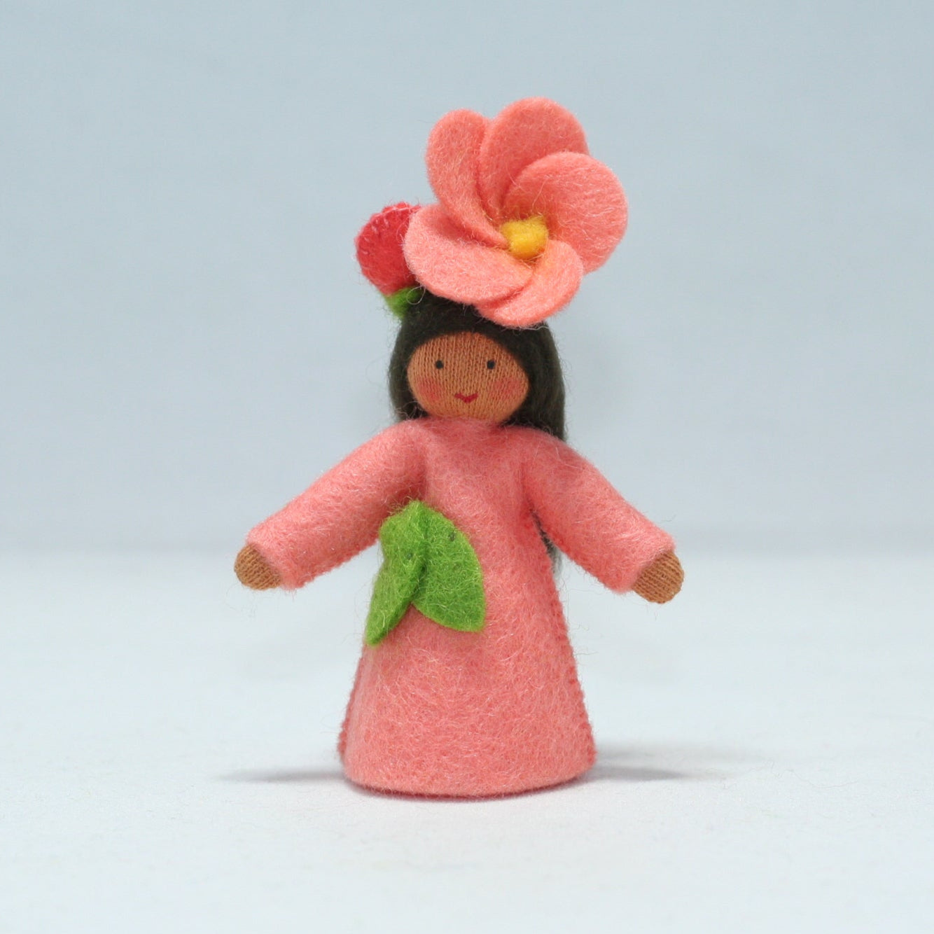 Flowering Quince Fairy Doll – 2.5” Handmade Felt Waldorf