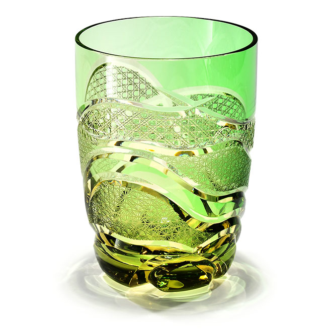 Hn-003 華組コレクション大型オールド（緑・琥珀） | 江戸切子の店 華