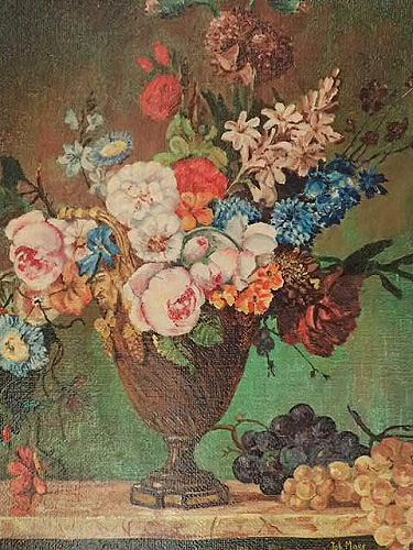 印象派油絵 薔薇花静物画 - 薔薇と天使のアンティーク