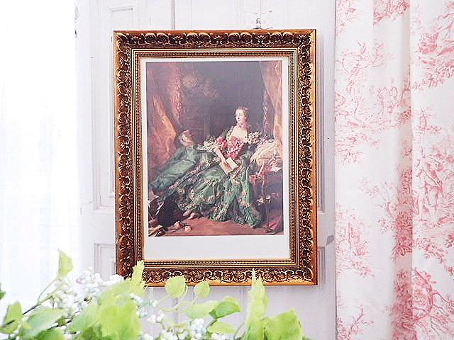 華麗 ポンパドール夫人 ポートレート額装 - 薔薇と天使のアンティーク