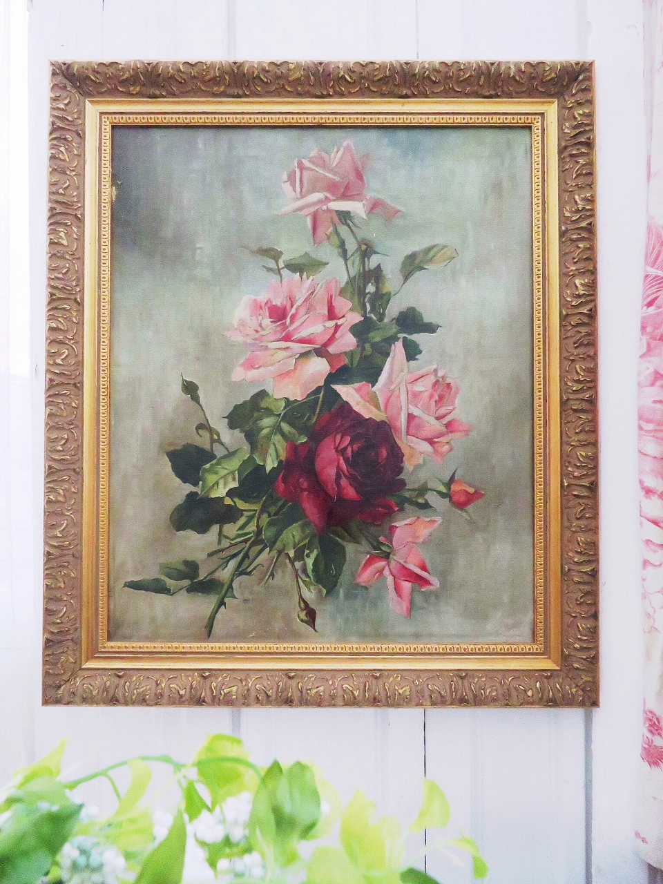 優美 ヴィクトリアン 薔薇の油絵 - アンティークショップ Eglantyne