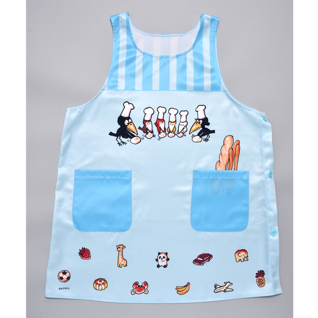F）からすのパンやさん エプロン ブルーストライプ | 絵本ナビ