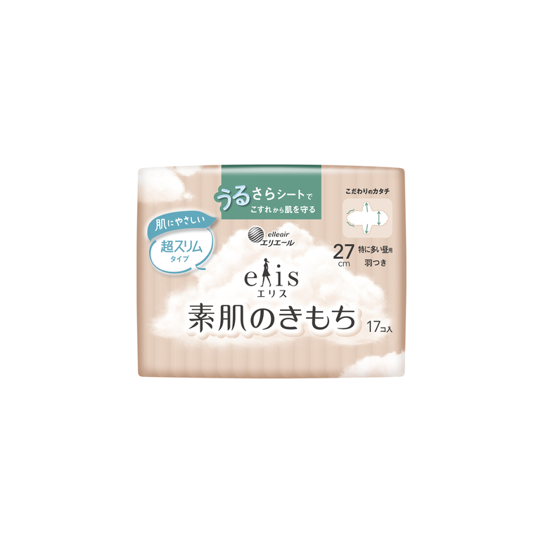 エリス 素肌のきもち超スリム（特に多い昼用）羽つき 27cm｜生理用品