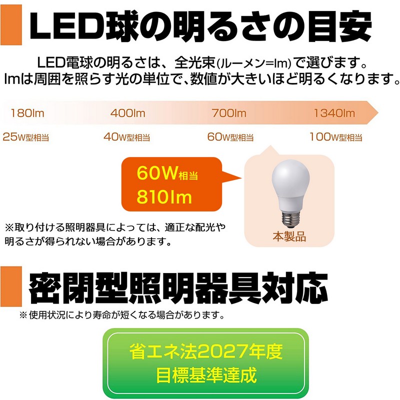 エルパ(ELPA) LED電球 一般電球A形 E26 60W形 電球色 広配光 LDA7L-G