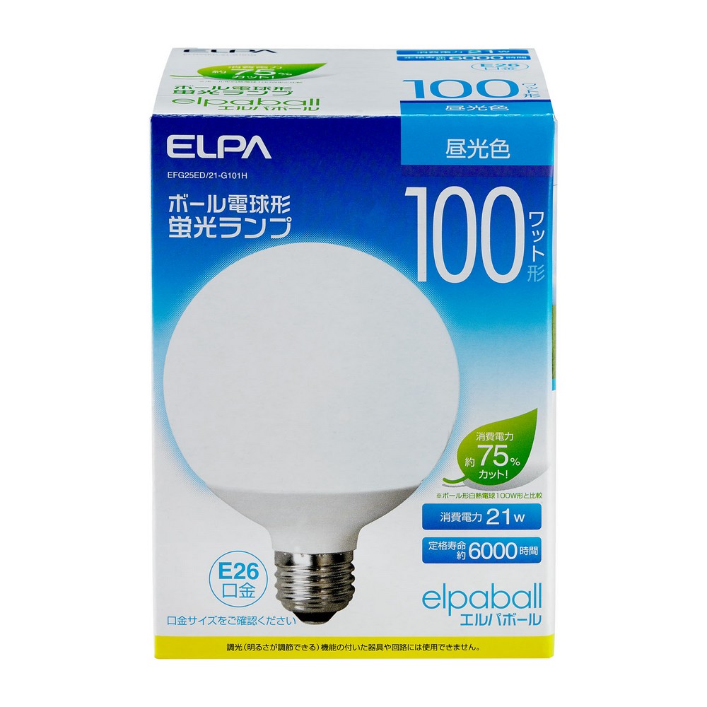 エルパ(ELPA) 電球形蛍光灯 ボール球形 100W形 昼光色 E26 EFG25ED/21