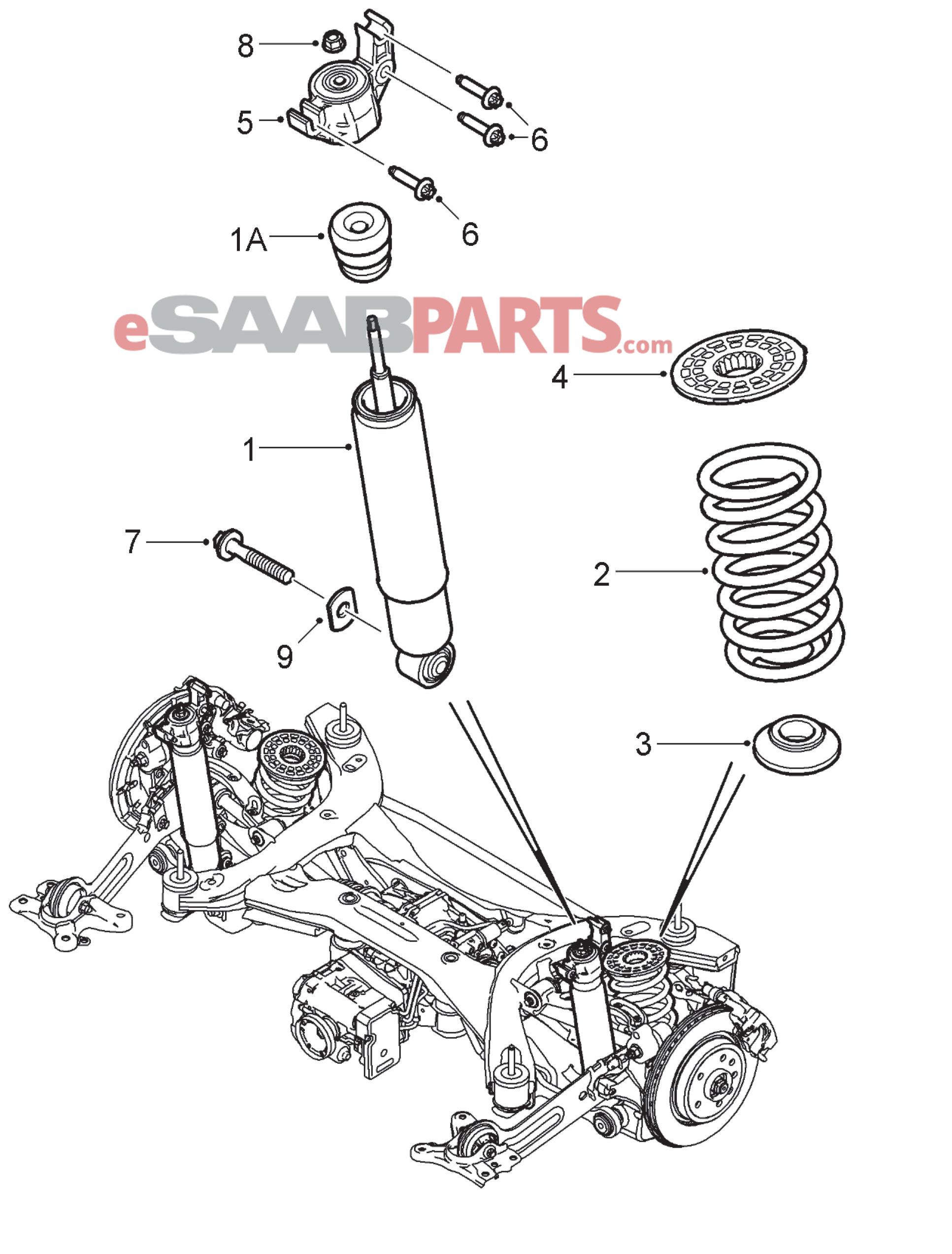 12848629] SAAB Rear Shock Absorber XWD - Sport Chassis (Code X3