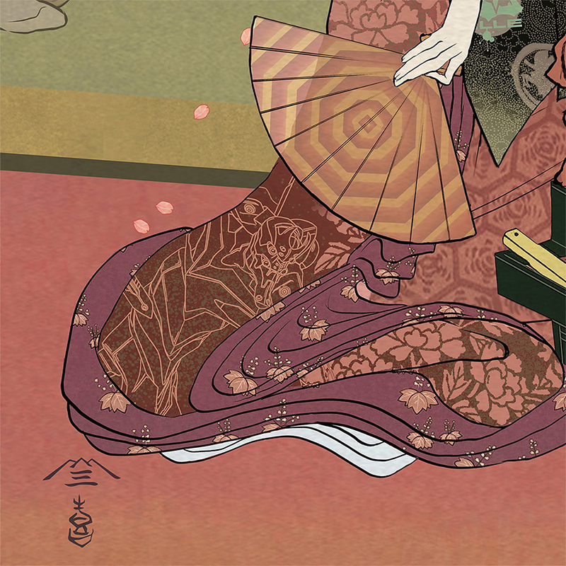 エヴァ浮世絵 箱根八里美人三画揃/アスカ/共通マットカラー（版三