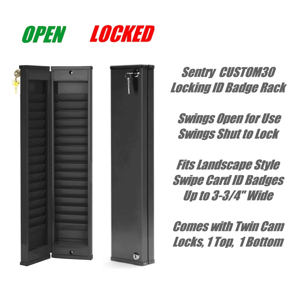 Locking Security ID Card Rack- 30 pocket- 800-858-7462