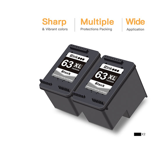 HP 63 63XL Remanufactured Ink Cartridge (2 Black) | E-Z Ink