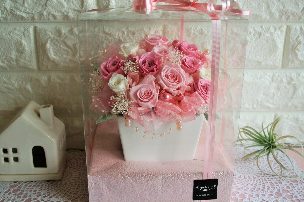 プリザーブドフラワー ピンクローズ ファンタイプ | 花・フラワー