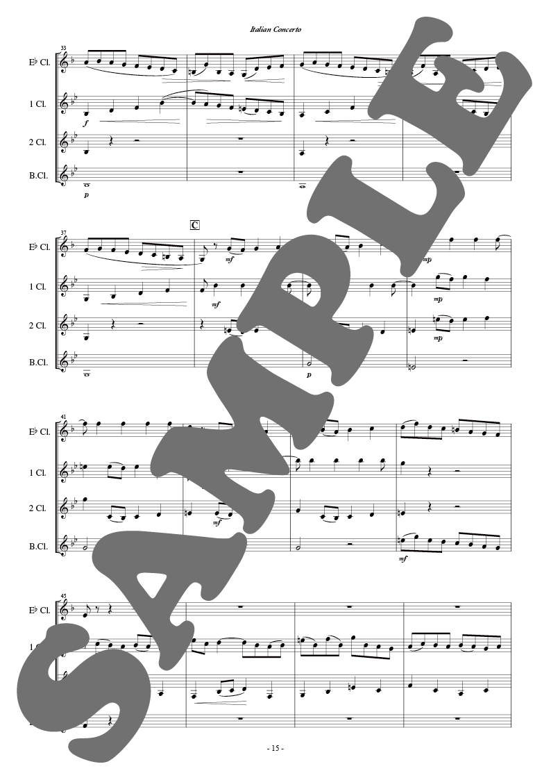 イタリア協奏曲：バッハ, J.S. arr. かとうまさゆき [クラリネット4