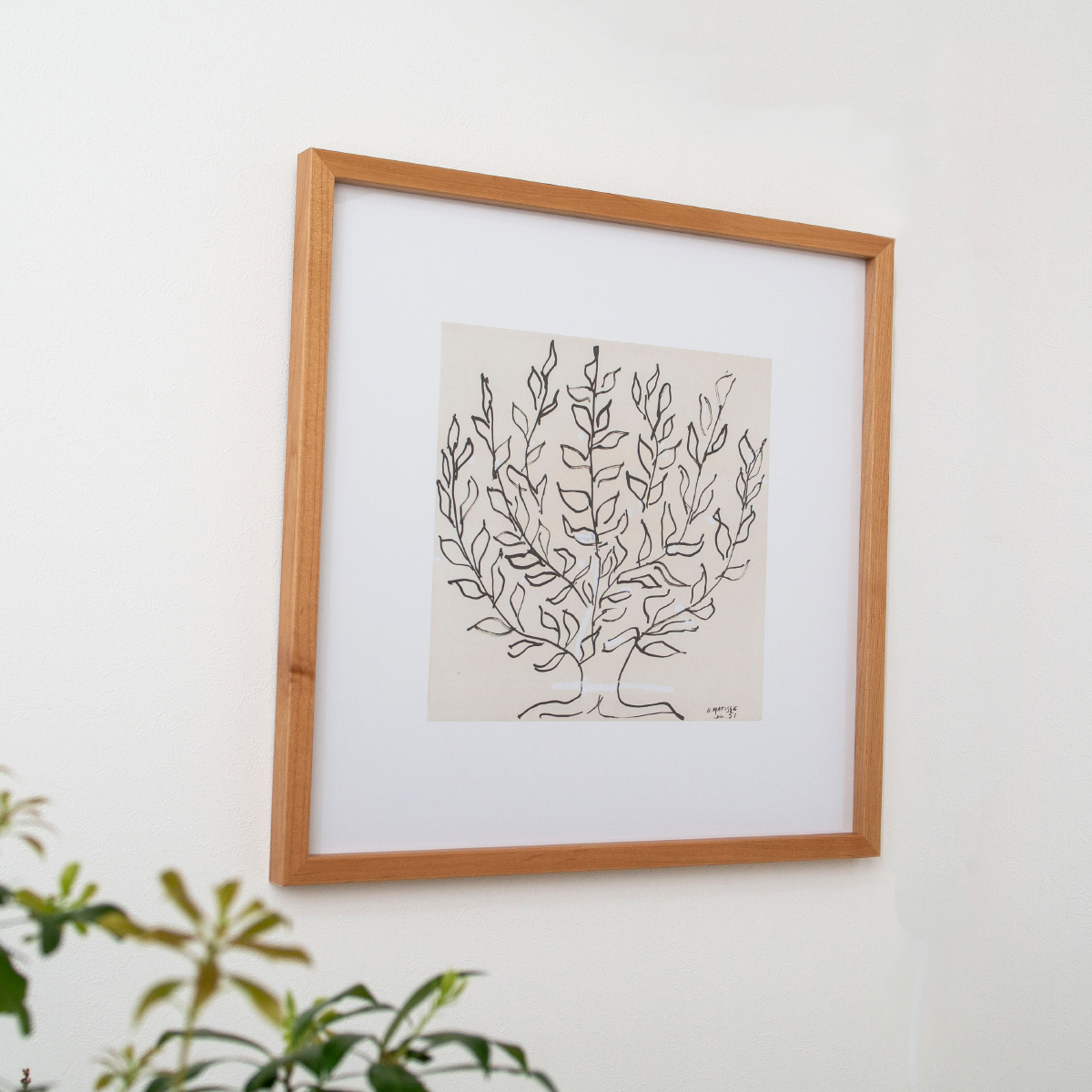 ポスター フレーム付き Le platane M 53×53cm 木製 正方形 プラタナス