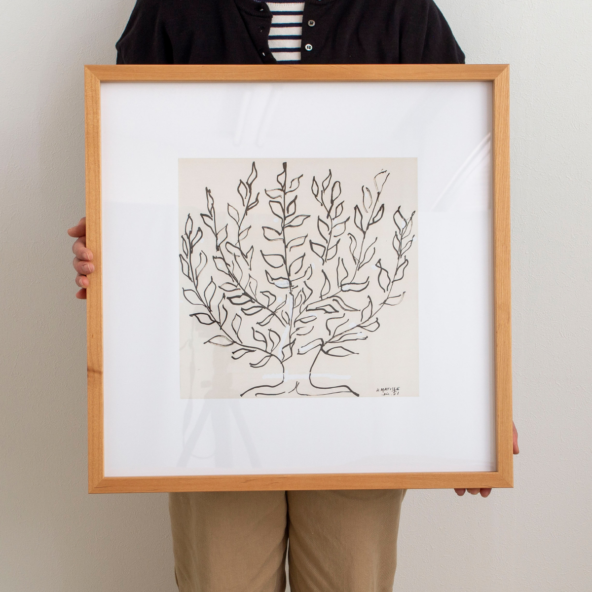ポスター フレーム付き Le platane M 53×53cm 木製 正方形 プラタナス