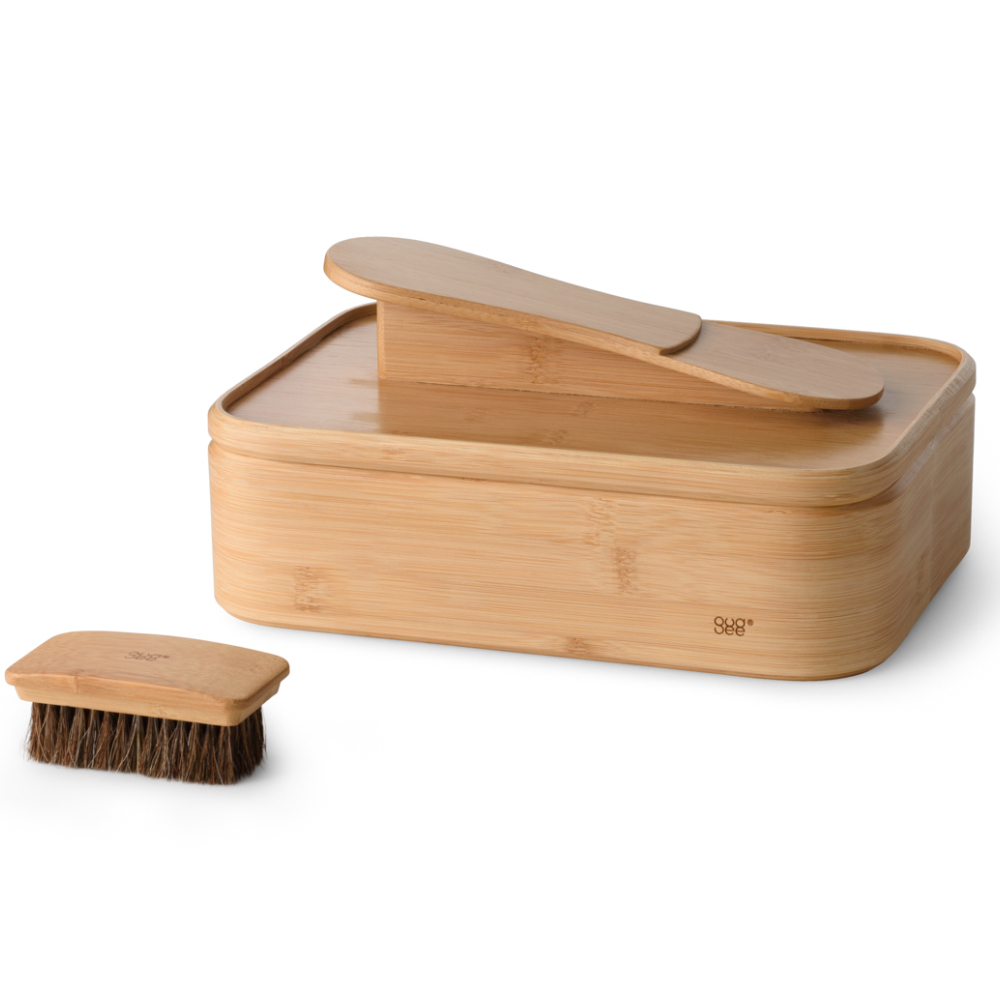 Gudee グディ シューケアボックス 靴磨き 道具 収納 馬毛ブラシ付き