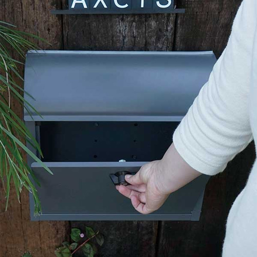 ルーフィングポスト グリーン ダークグレー 郵便ポスト 鍵付き 壁掛け