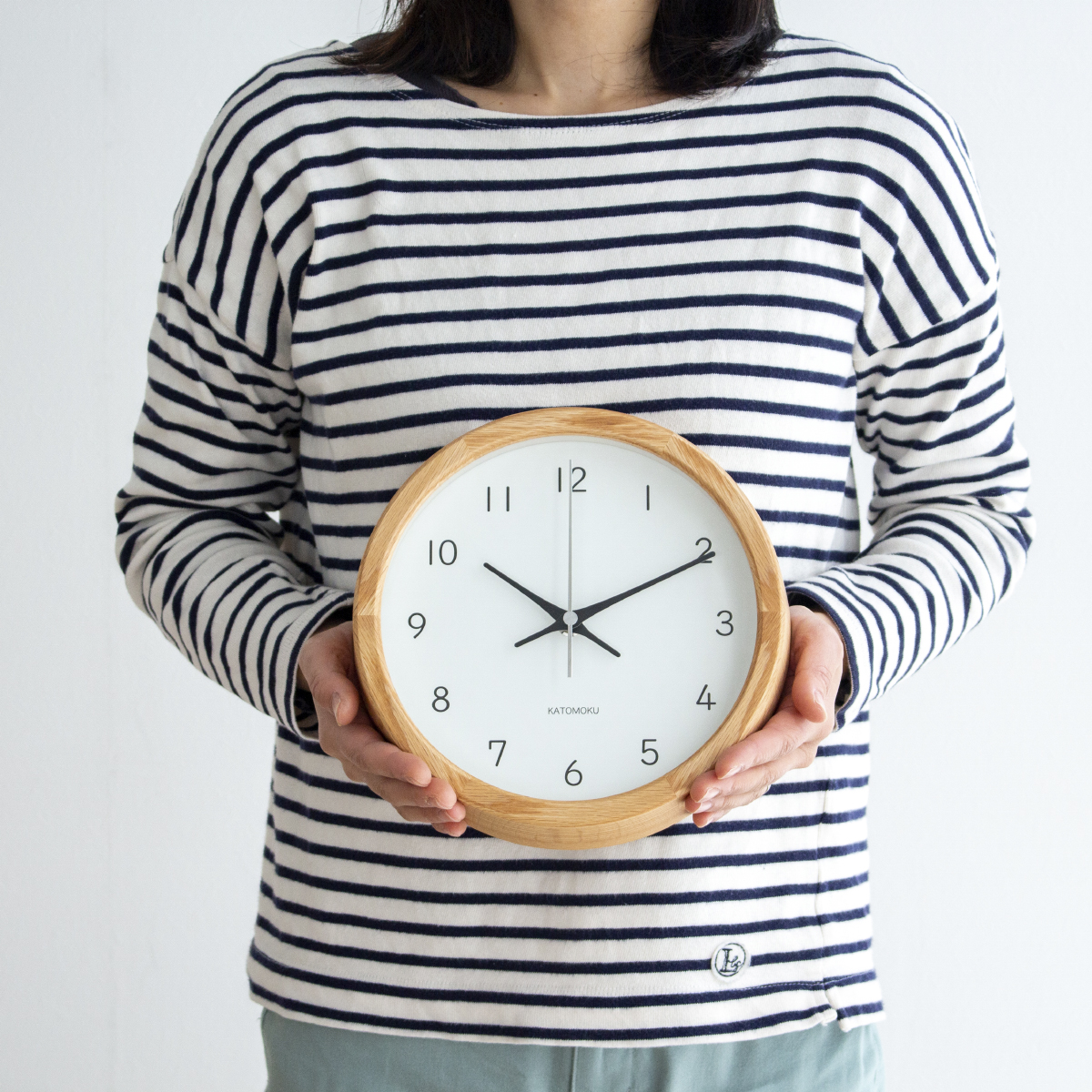 掛け時計 電波時計 木製 加藤木工 muku round wall clock 19 オーク