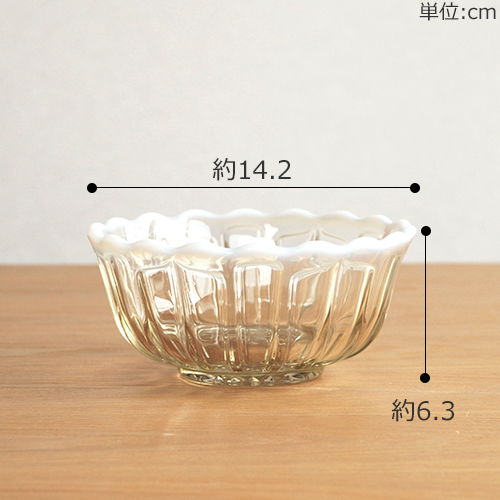 廣田硝子 雪の花 洗鉢 14.2cm ブルー 古代色 ガラス ボウル 中鉢