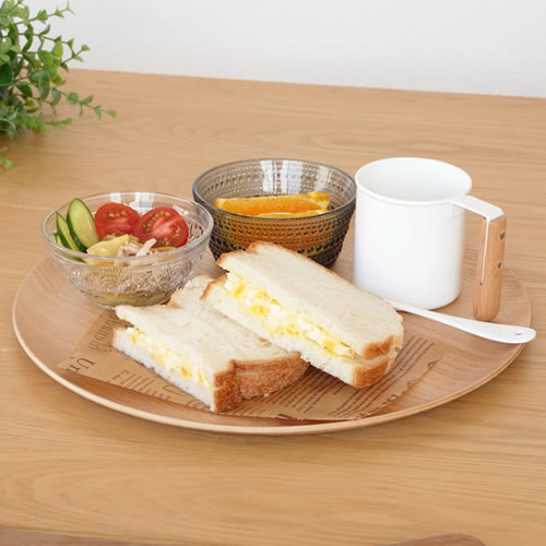 次回入荷未定】トレー 木製 お盆 円形 32cm 丸 日本製 カフェ Natural