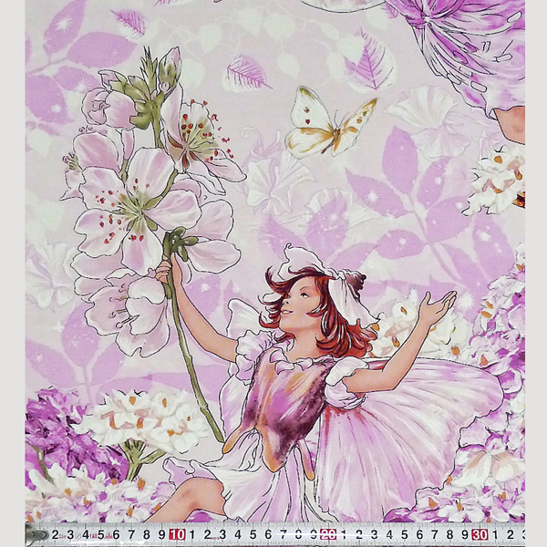 Fairy Cotton / お花と妖精 パネル/ピンク 60*110