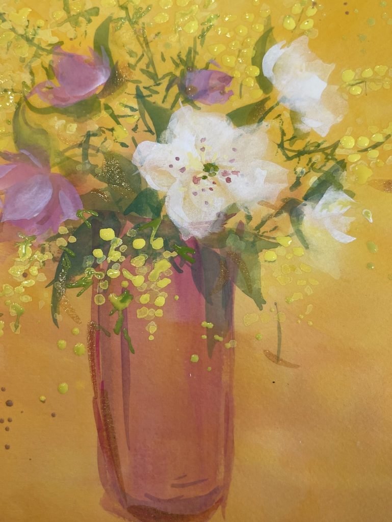 ミモザ | 堀井かずえ | 花の絵ファンタジック水彩画