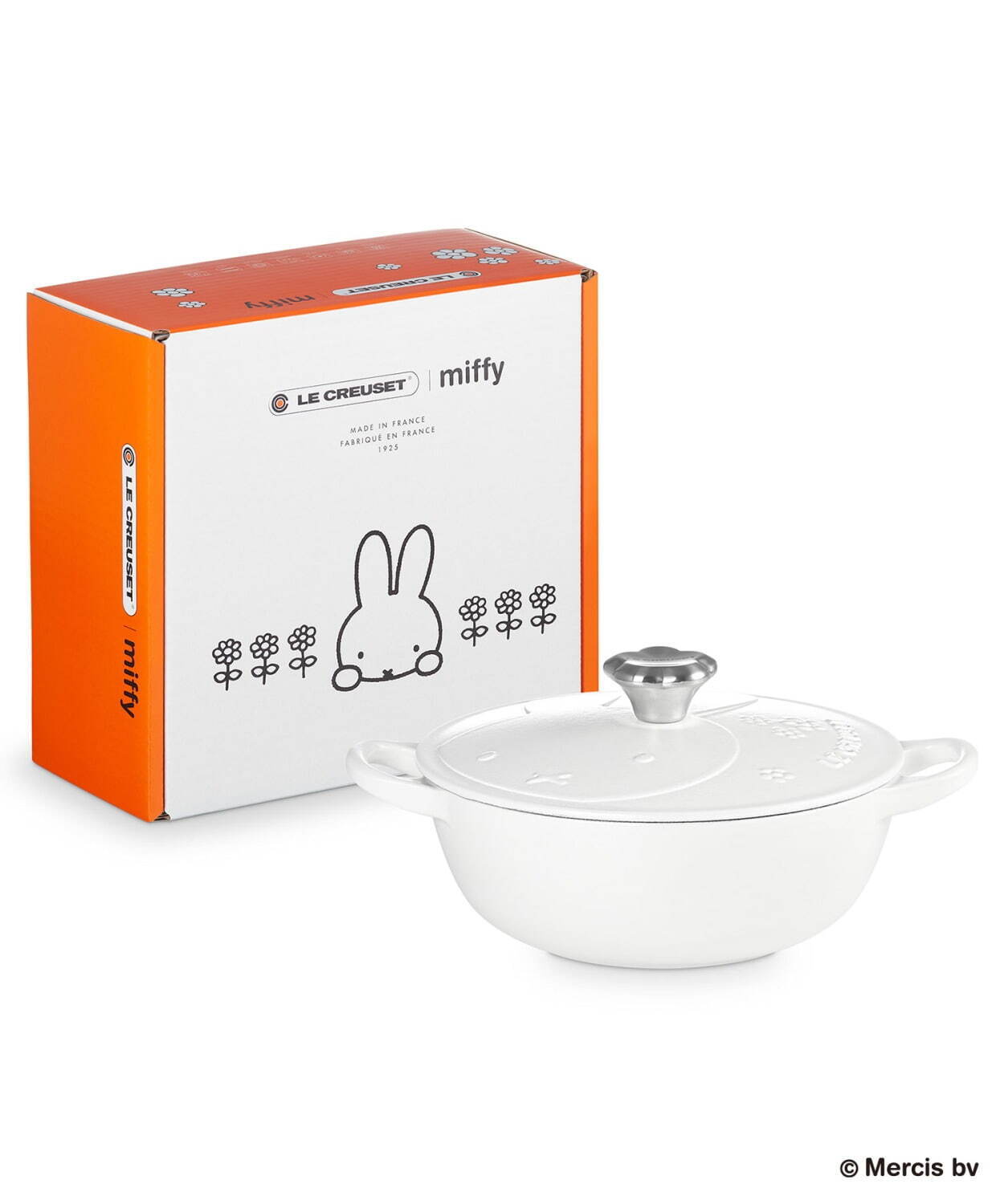 ル・クルーゼ×ミッフィー“花型”鍋＆コラボプレート、イラスト入り