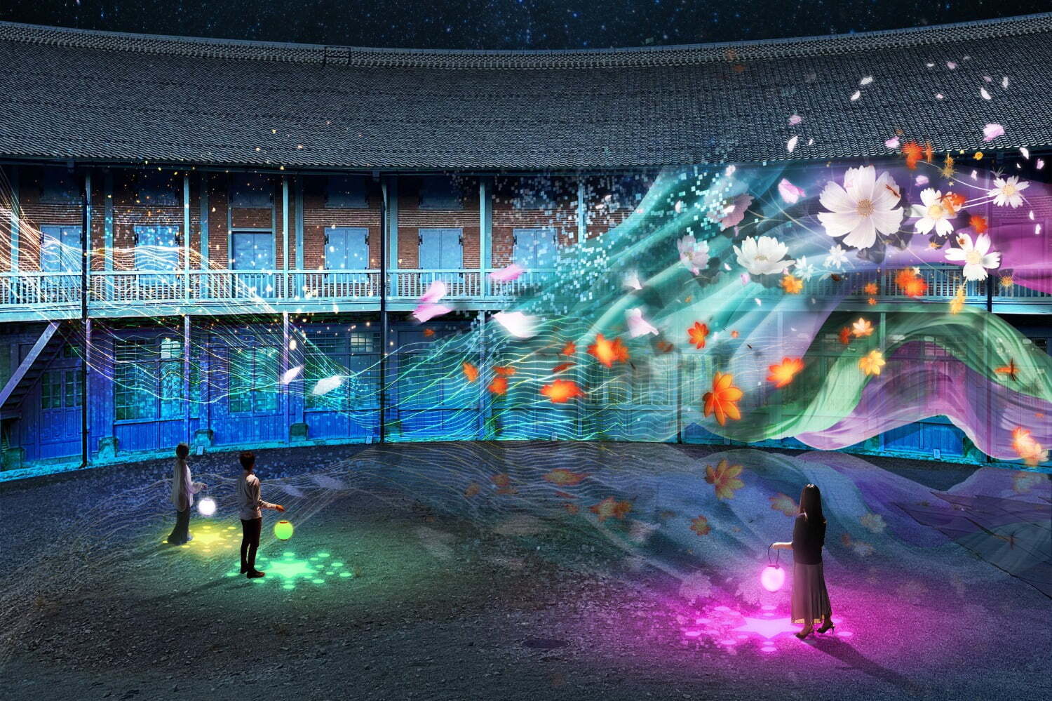 富岡製糸場でネイキッドの巨大プロジェクションマッピング、世界遺産を