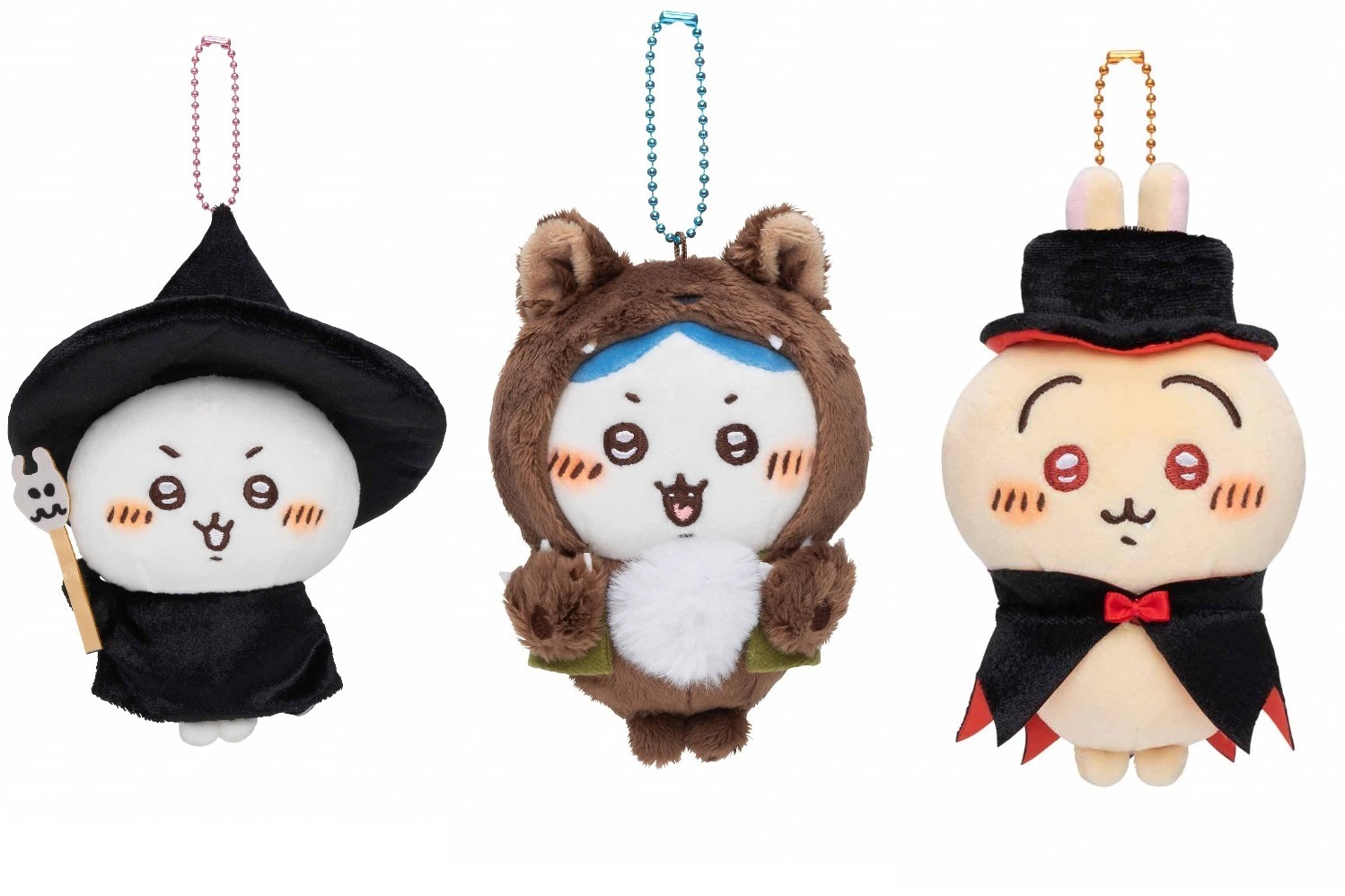 ちいかわ」ハロウィン仮装マスコット、おおかみ姿のハチワレ＆魔法使い