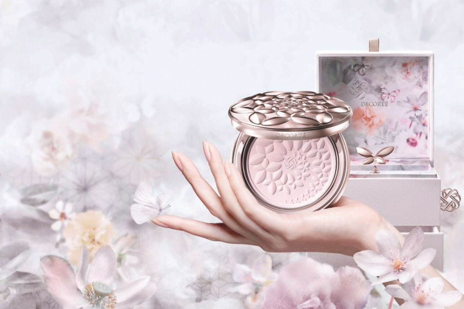 コスメデコルテから“オルゴールBOX付き”究極のフェイスパウダー、庭園