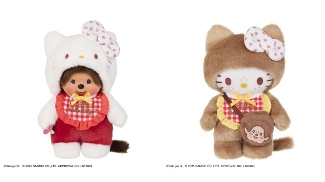 モンチッチ×ハローキティ、猫耳モンチッチやそばかすキティの