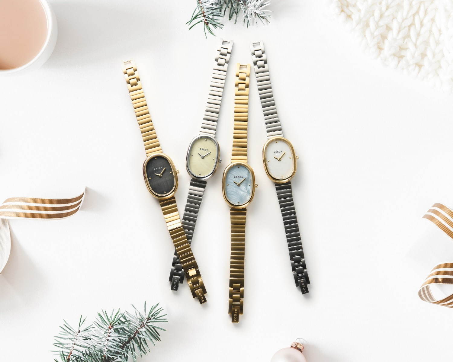 ブレダより“女性らしさUP”マザーオブパール艶めく楕円形腕時計、ギフト