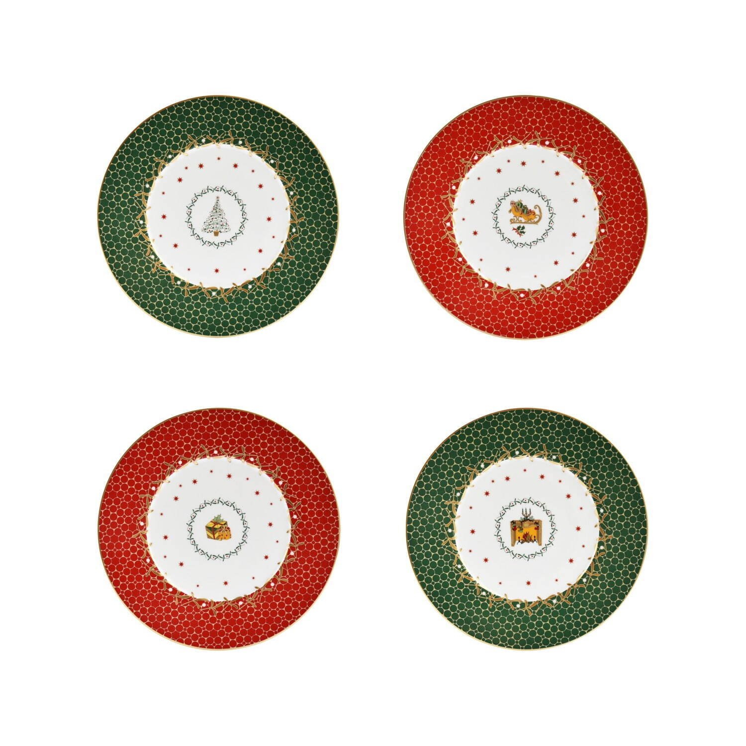 ベルナルドの“クリスマス”プレート＆マグカップ、ツリーや星々を描いた