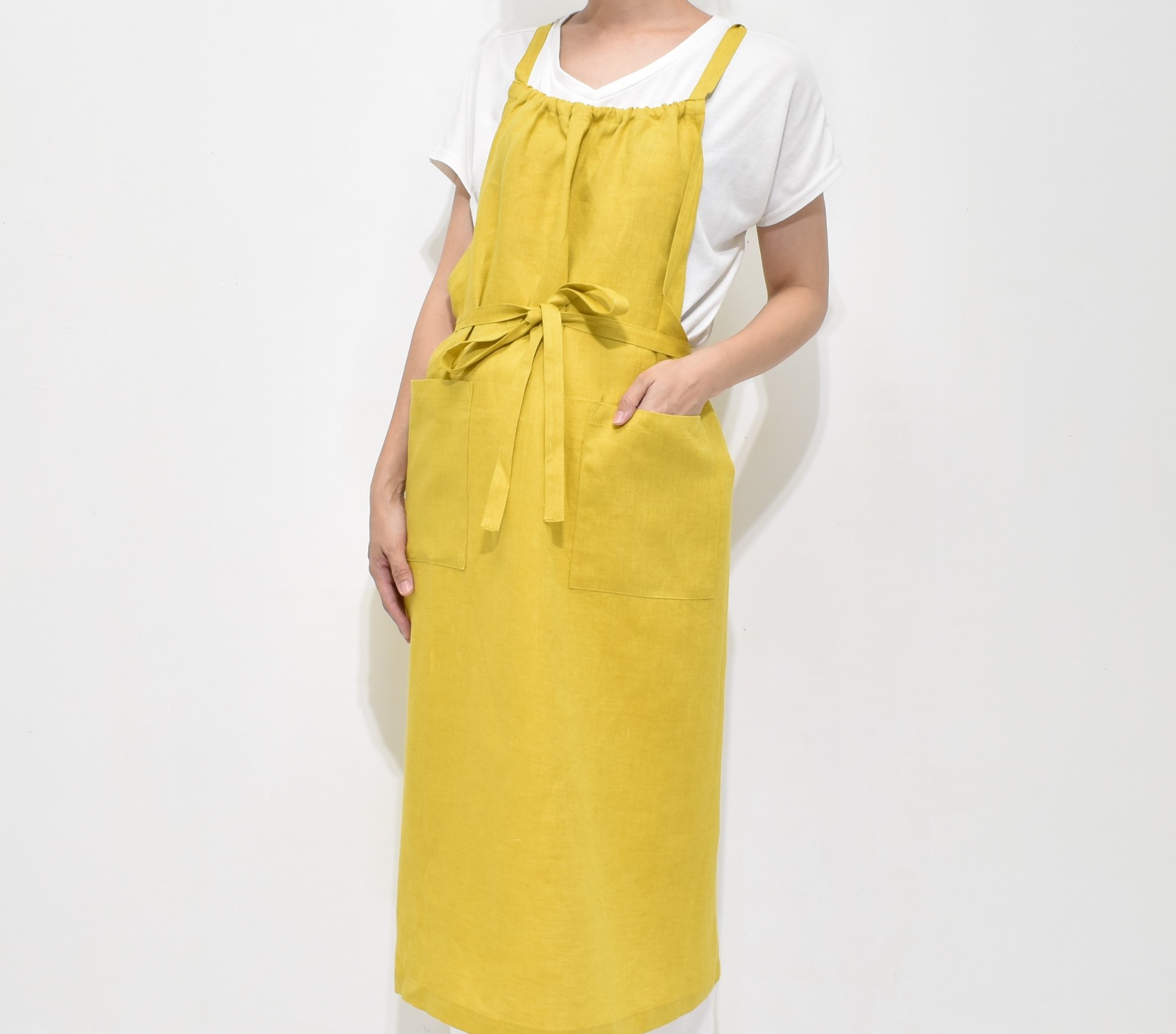 リトアニアリネン100％胸ギャザーエプロン | ウェア | FABRIC'S