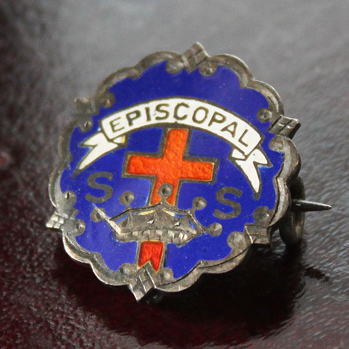 USAヴィンテージピンバッジ青｜キリスト教聖品EPISCOPAL教会日曜学校