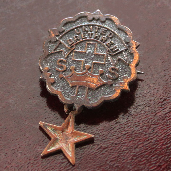 USAヴィンテージピンバッジ銅・星付｜キリスト教聖品UNITED BRETHREN