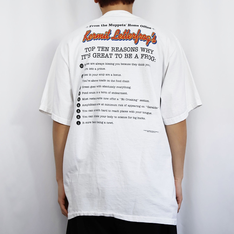 90s 90年代 カーミット フロッグ カエル アメリカ製 白 ホワイト 半袖