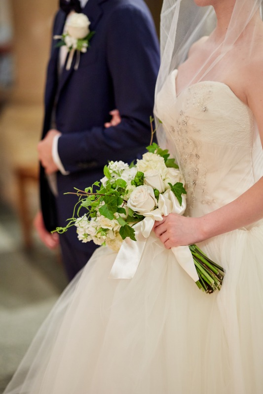 白＆グリーンのナチュラルブーケ