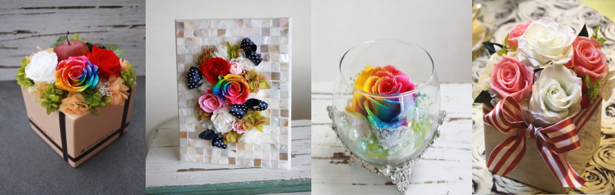 レインボーローズプリザーブド通販・販売Arc-en-Ciels