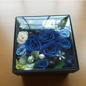 プリザーブドフラワー シースルーBOX ブルータイプ | 東京へ贈る