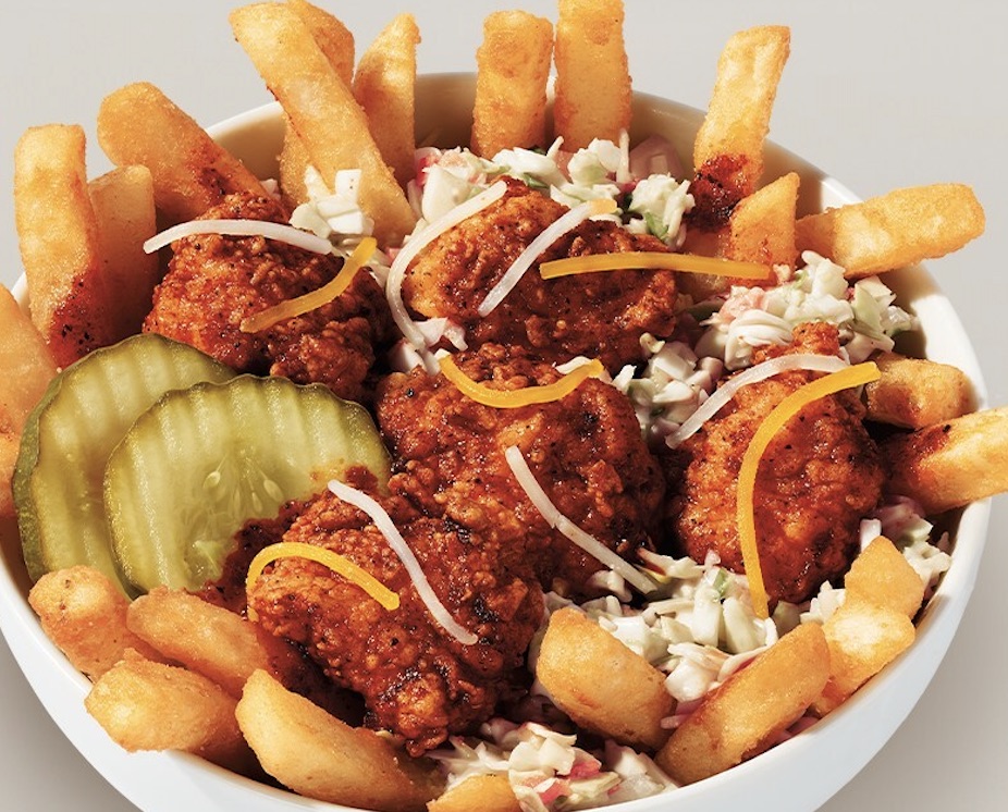 KFC Nashville Hot Loaded Fries Bowl Rolls with Four More Menu