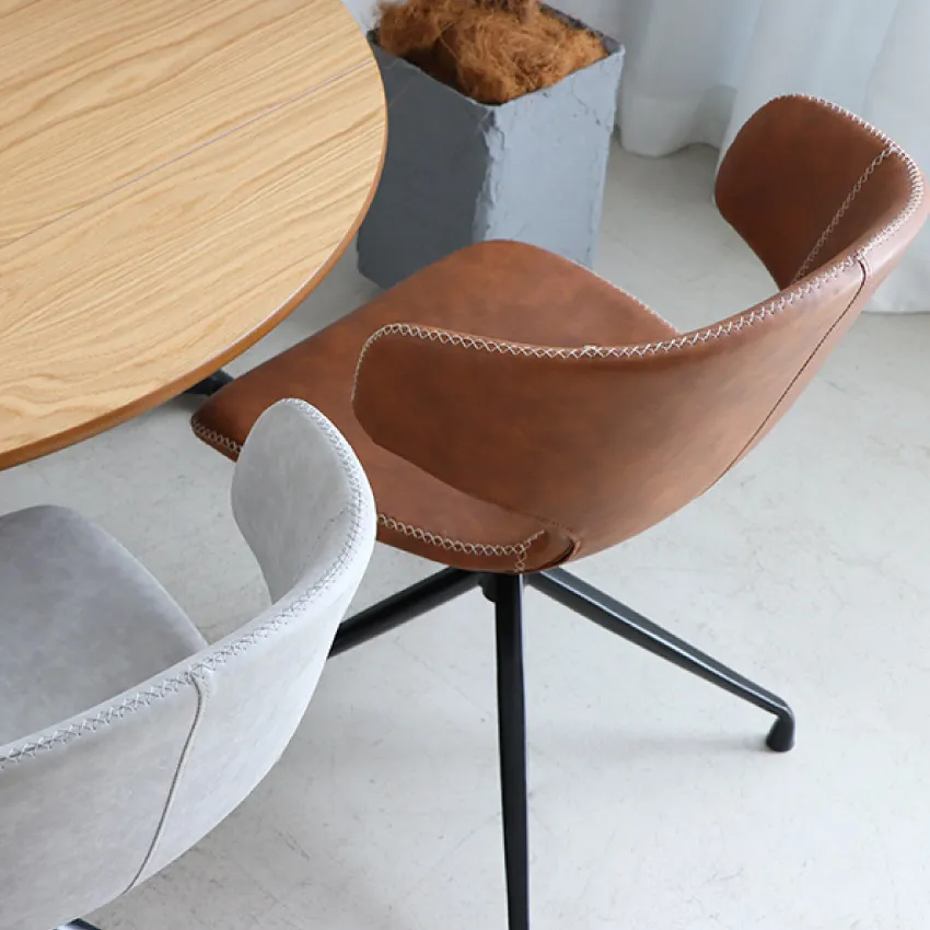 回転式ダイニングチェア レトロ調 キャメル